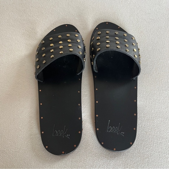 Beek Lovebird Black Stud Sandals Slides Size 8 - Picture 4 of 5